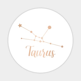 Taurus Zodiac Constellation in Rose Gold Magnet